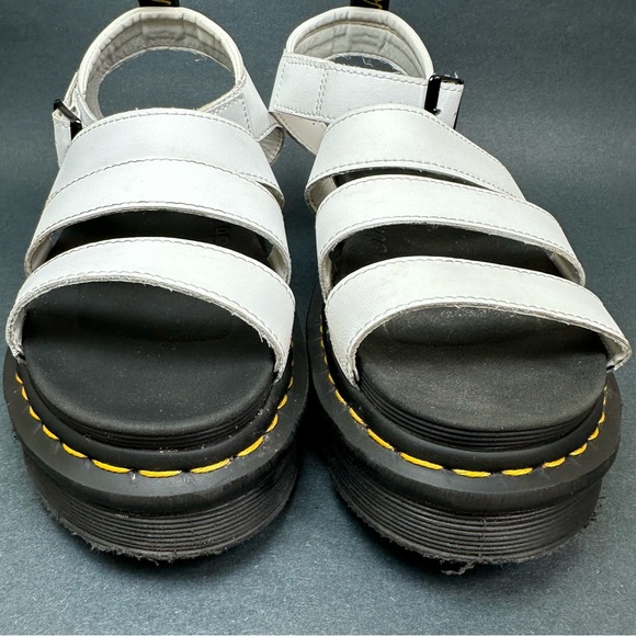 Dr Martens Blaire White Leather Buckle Strap Chunky Platform Sandals US 9 UK 7 - Picture 3 of 9